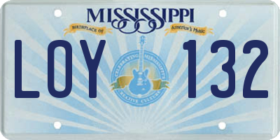 MS license plate LOY132