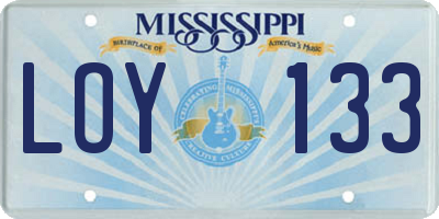 MS license plate LOY133