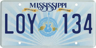 MS license plate LOY134