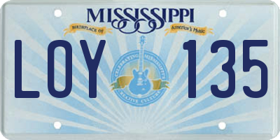 MS license plate LOY135