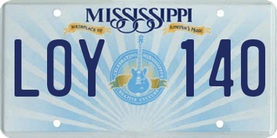 MS license plate LOY140