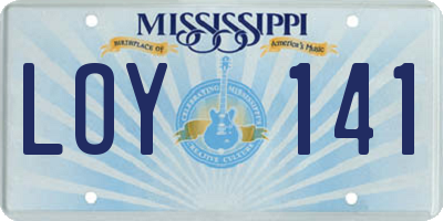 MS license plate LOY141