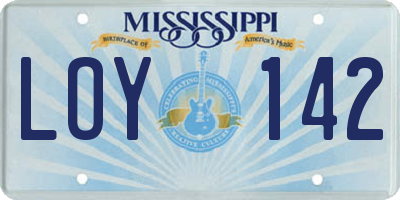 MS license plate LOY142