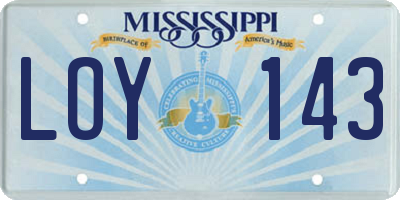 MS license plate LOY143