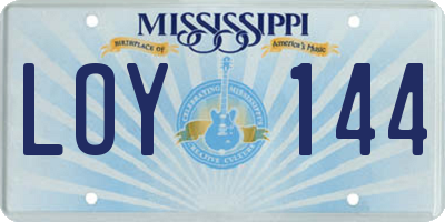MS license plate LOY144