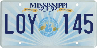 MS license plate LOY145