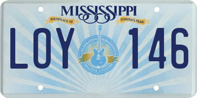 MS license plate LOY146