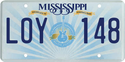 MS license plate LOY148
