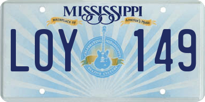 MS license plate LOY149