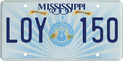 MS license plate LOY150