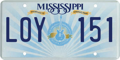 MS license plate LOY151