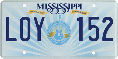 MS license plate LOY152