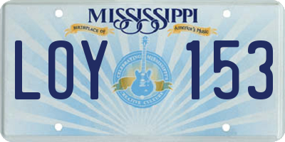 MS license plate LOY153