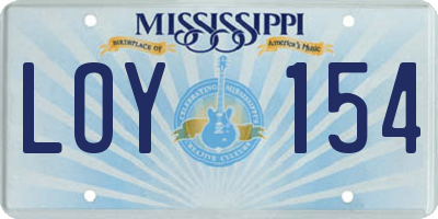 MS license plate LOY154