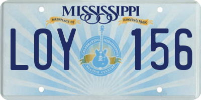 MS license plate LOY156