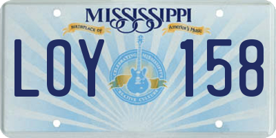 MS license plate LOY158