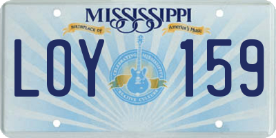 MS license plate LOY159