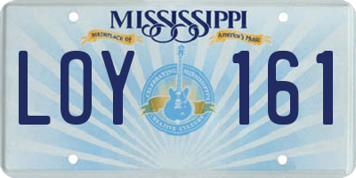 MS license plate LOY161