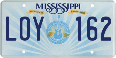 MS license plate LOY162