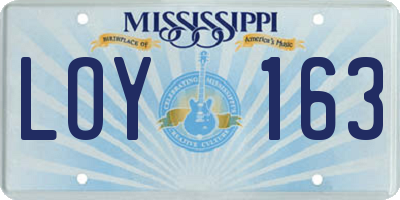 MS license plate LOY163