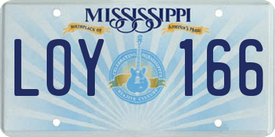 MS license plate LOY166