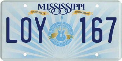 MS license plate LOY167