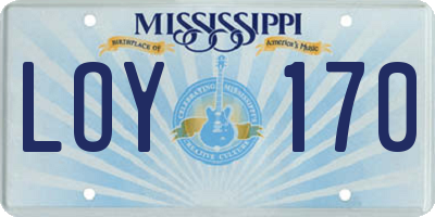 MS license plate LOY170