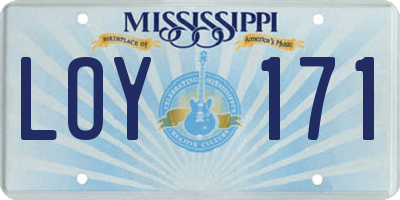 MS license plate LOY171