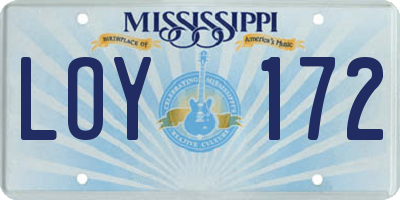 MS license plate LOY172