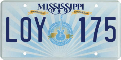 MS license plate LOY175