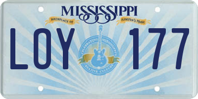MS license plate LOY177