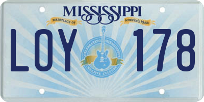 MS license plate LOY178