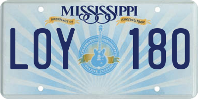 MS license plate LOY180