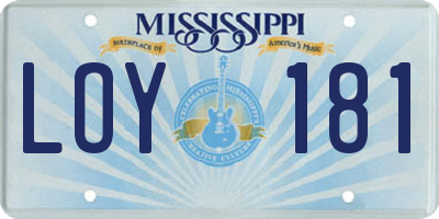 MS license plate LOY181