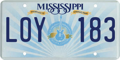MS license plate LOY183