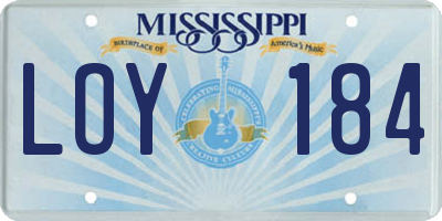 MS license plate LOY184