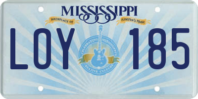 MS license plate LOY185