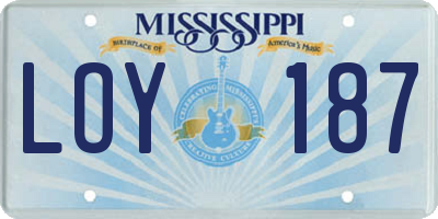 MS license plate LOY187