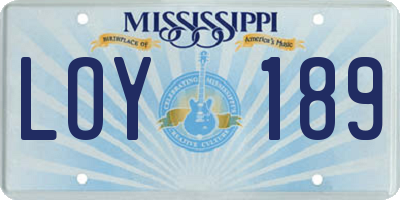 MS license plate LOY189