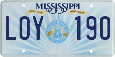 MS license plate LOY190