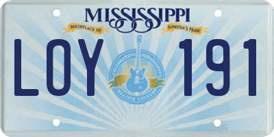 MS license plate LOY191
