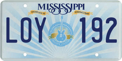 MS license plate LOY192