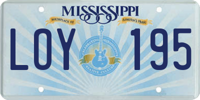 MS license plate LOY195