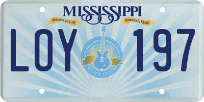 MS license plate LOY197