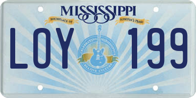 MS license plate LOY199