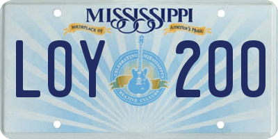MS license plate LOY200