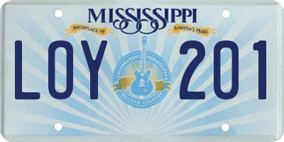 MS license plate LOY201
