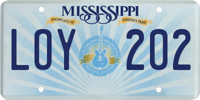 MS license plate LOY202