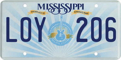 MS license plate LOY206