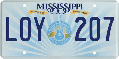 MS license plate LOY207